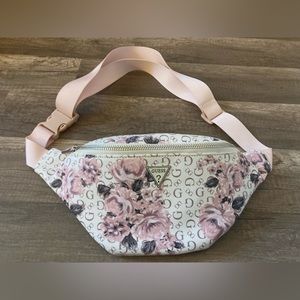 Like New-Beautiful pink and white floral Authentic Guess fanny pack